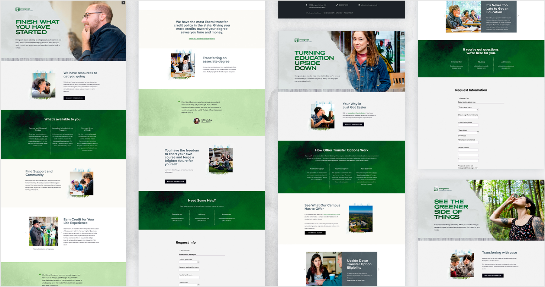 Landing pages for the campaign