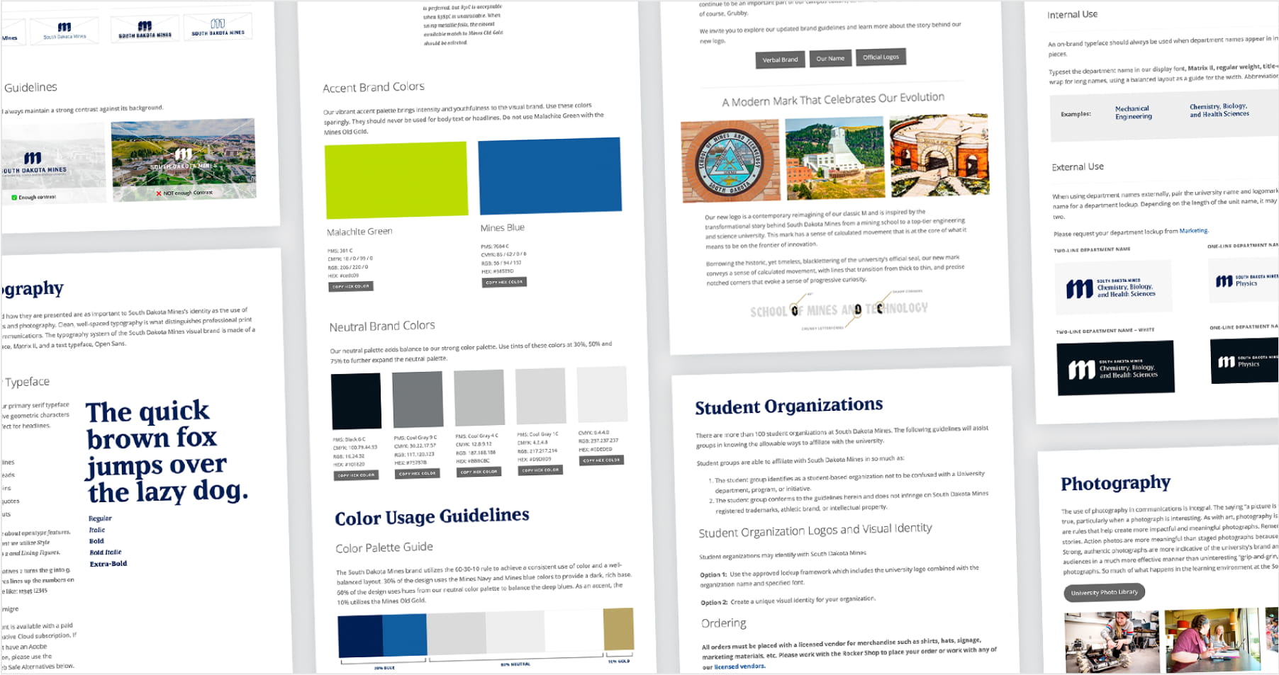 Screenshots from the online brand guidelines.